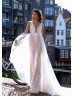 Ivory Lace Open Back Wedding Dress With Detachable Train